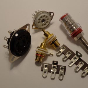 Socket Saver / Lifter, Speaker Posts, Terminal Strips, Tube Sockets, Plate Top Cap Connectors, 1/8" Phone Plugs, 4mm Panel Jacks, 4mm Test Leads